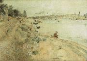 Fisherman on the Bank of The Seine Jean-francois raffaelli